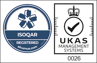 The Alcumus ISOQAR Logo and UKAS Symbol